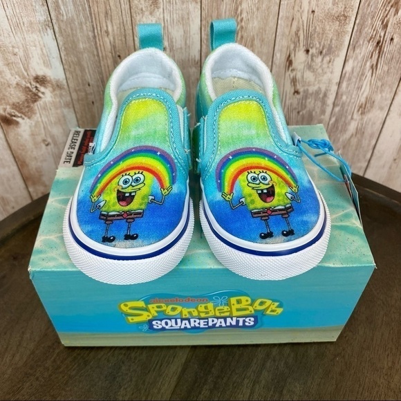 Vans x SpongeBob Slip On V Imaginaaation Sneakers Size 4 Toddler - Picture 5 of 14